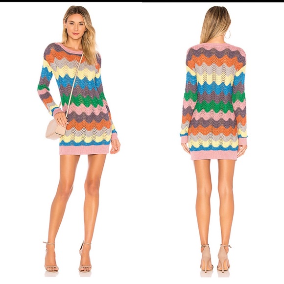 Lovers + Friends Dresses & Skirts - Lovers + Friends You Rock Rainbow Sweater Dress XS